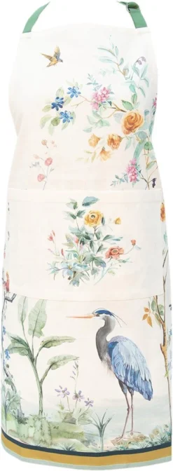 Clayre & Eef Keukenschort 70x85 Cm Beige Katoen Tropisch Motief BBQ Schort Cadeau Voor Haar Kookschort -Merkloos Verkoopwinkel 441x1200