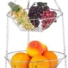 Relaxdays Hangende Fruitmand - Fruitschaal - Etagere Fruit - Hangmand - Draad - 3 Etages