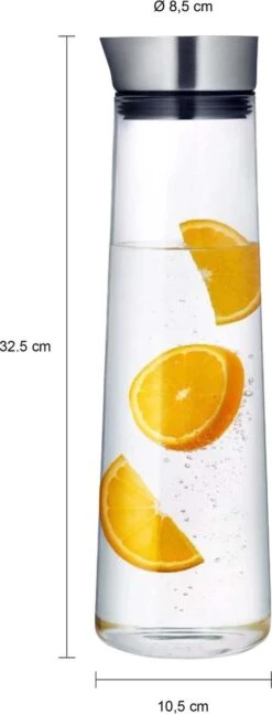 Krumble Karaf Van Glas - Waterkan - Met Deksel - 10,5 X 33 Cm (dxh) - 1,5 Liter - Glas En RVS -Merkloos Verkoopwinkel 458x1200 1