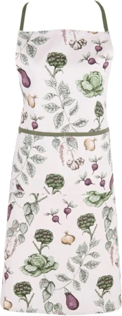 Clayre & Eef Keukenschort 70x85 Cm Beige Groen Katoen Groentes BBQ Schort Cadeau Voor Haar Kookschort -Merkloos Verkoopwinkel 466x1200