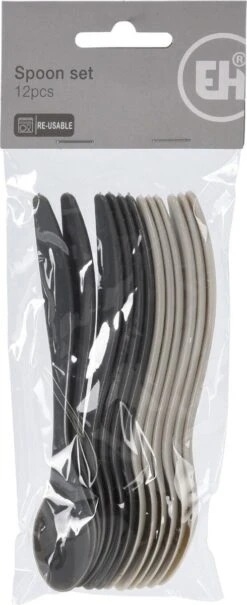 Excellent Houseware 12x Eierlepels Zwart/grijs Kunststof 14 Cm -Merkloos Verkoopwinkel 490x1200 1