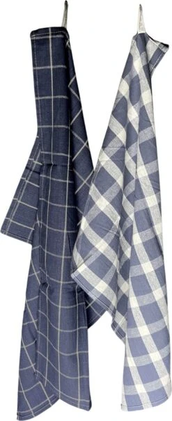 Theedoekenset Milano - Glazendoeken - 70x50 - Set Van 2 - Geblokt- Gestreept - 100% Katoen - Glazendoeken