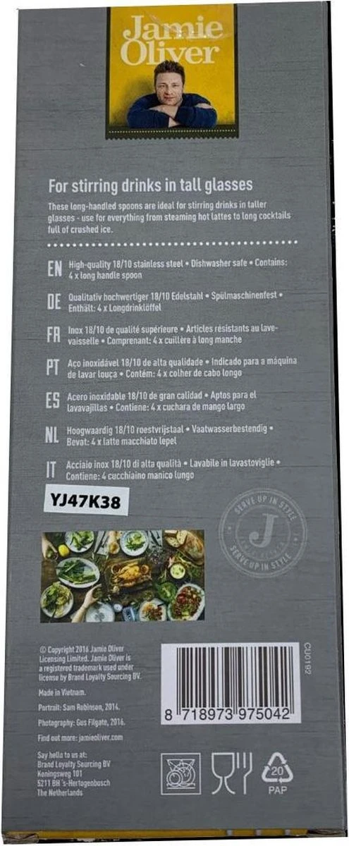Jamie Oliver- Latte Macchiato Lepels / Lange Theelepels - 4 Stuks 2 Jamie Oliver- Latte Macchiato Lepels / Lange Theelepels - 4 Stuks - Afbeelding 2