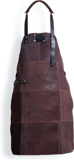 Leren Schort Luxe - Lederen Schort - BRUIN - Kokschort - Kookschort - BBQ Schort - Vaderdag - Stoer Cadeau Voor Man Vader Opa Papa