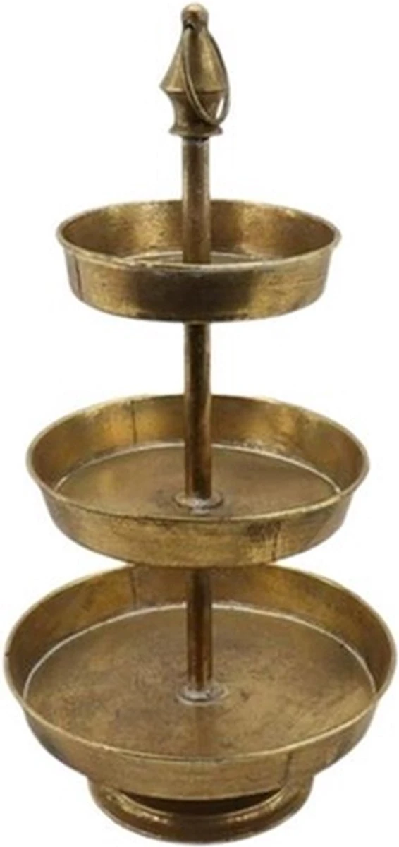 Etagere 3-laags Grade Ø20,5xh39cm Antiek Goud 1 Etagere 3-laags Grade Ø20,5xh39cm Antiek Goud