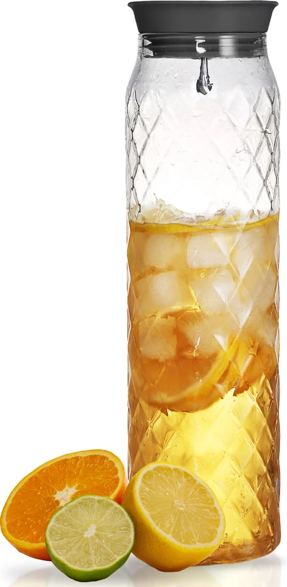 Waterkaraf 1.2L - Schenkkan Uit Glas - Waterkan Met Filter En Deksel 1 Waterkaraf 1.2L - Schenkkan Uit Glas - Waterkan Met Filter En Deksel