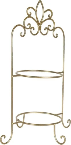 Clayre & Eef Etagère Voor 2 Borden 38x30x57 Cm Goudkleurig Ijzer Rond Borden Etagère Serveerschaal -Merkloos Verkoopwinkel 589x1200