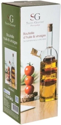 Merkloos Decopatent® 2in1 Olie En Azijnstel Glas - Bolvorm Met Kurken - Glazen Azijnfles & Oliefles In 1 - Oil And Vinegar - 9 X 9 X 21 Cm -Merkloos Verkoopwinkel 592x1200