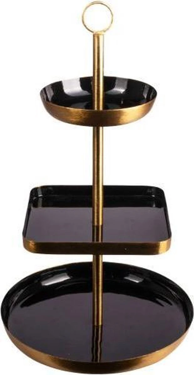 CasaLupo Etagere / Serveertoren Gusta - Zwart / Goud - Metaal 1 CasaLupo Etagere / Serveertoren Gusta - Zwart / Goud - Metaal