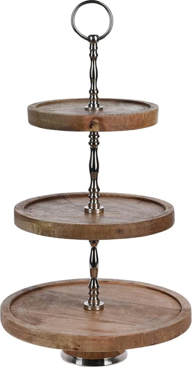 Merkloos Etagere 3-laags - Mangohout Met Metaal- 50 Cm Hoog 1 Merkloos Etagere 3-laags - Mangohout Met Metaal- 50 Cm Hoog