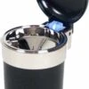Merkloos 1x Auto Asbakje Met LED Lichtje En Deksel Zwart 11 X 9 Cm - Geurvrije Anti Rook Auto Asbak