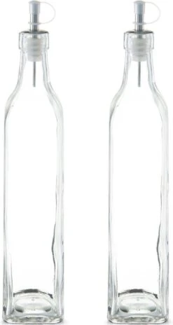 2x Glazen Azijn/olie Flessen Met Schenktuit 500 Ml - Zeller - Keuken/kookbenodigdheden - Tafel Dekken - Azijnflessen - Olieflessen - Doseerflessen Van Glas
