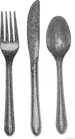 Merkloos Glitter Bestek Zilver 24-delig - Plastic Wegwerp Bestekset