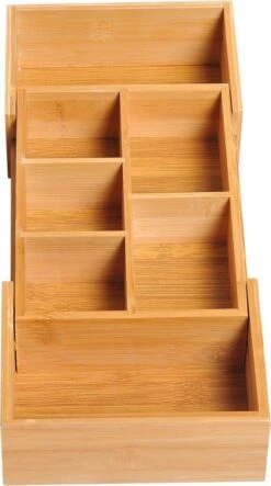 Verstelbare Lade Organizer - Voor Bestek/Keuken/Bureau/Make-Up/Accessoires – Uitschuifbare Lade Inzet Verdeler - Opbergbak Doos - Verstelbaar In 5 Of 7 Compartimenten - Duurzaam Bamboe Hout -Merkloos Verkoopwinkel 669x1200