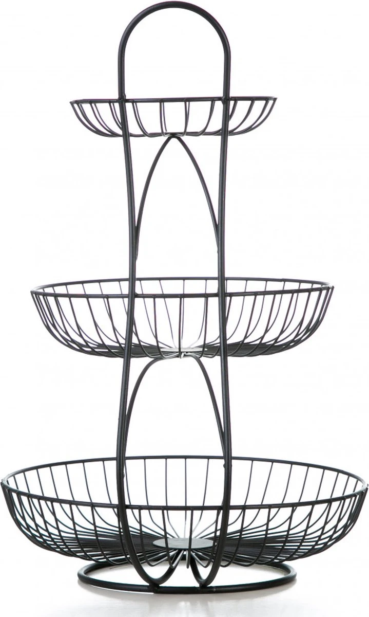 YNONA Fruitschaal - 3 Laags - Zwart - Fruitmand - Fruitmand Metaal - Etagère - Decoratie Schaal 4 YNONA Fruitschaal - 3 Laags - Zwart - Fruitmand - Fruitmand Metaal - Etagère - Decoratie Schaal - Afbeelding 4