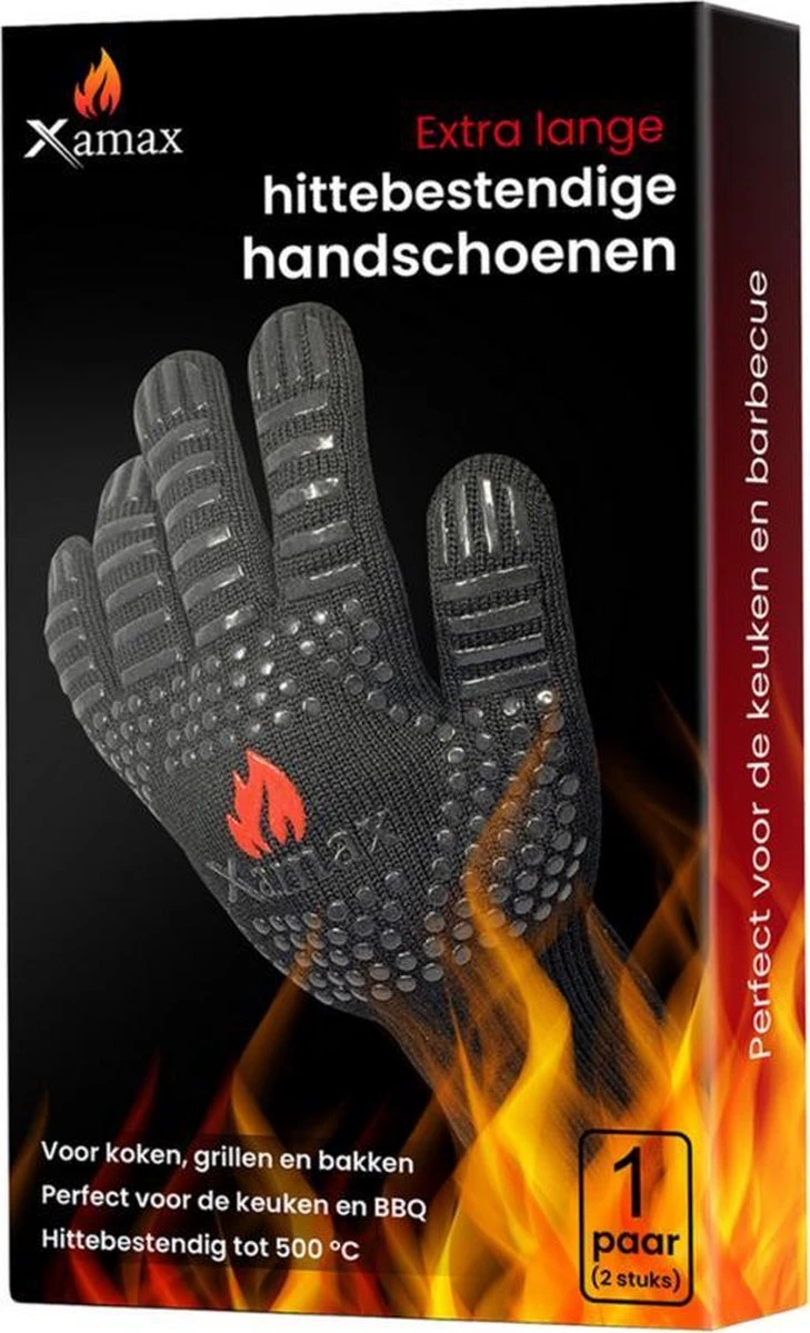 Xamax BBQ Handschoenen - Ovenwanten - Hittebestendige Handschoen - Bbq Accessoires - Tot 500°C - Ovenhandschoenen - 2 Stuks 9 Xamax BBQ Handschoenen - Ovenwanten - Hittebestendige Handschoen - Bbq Accessoires - Tot 500°C - Ovenhandschoenen - 2 Stuks - Afbeelding 9
