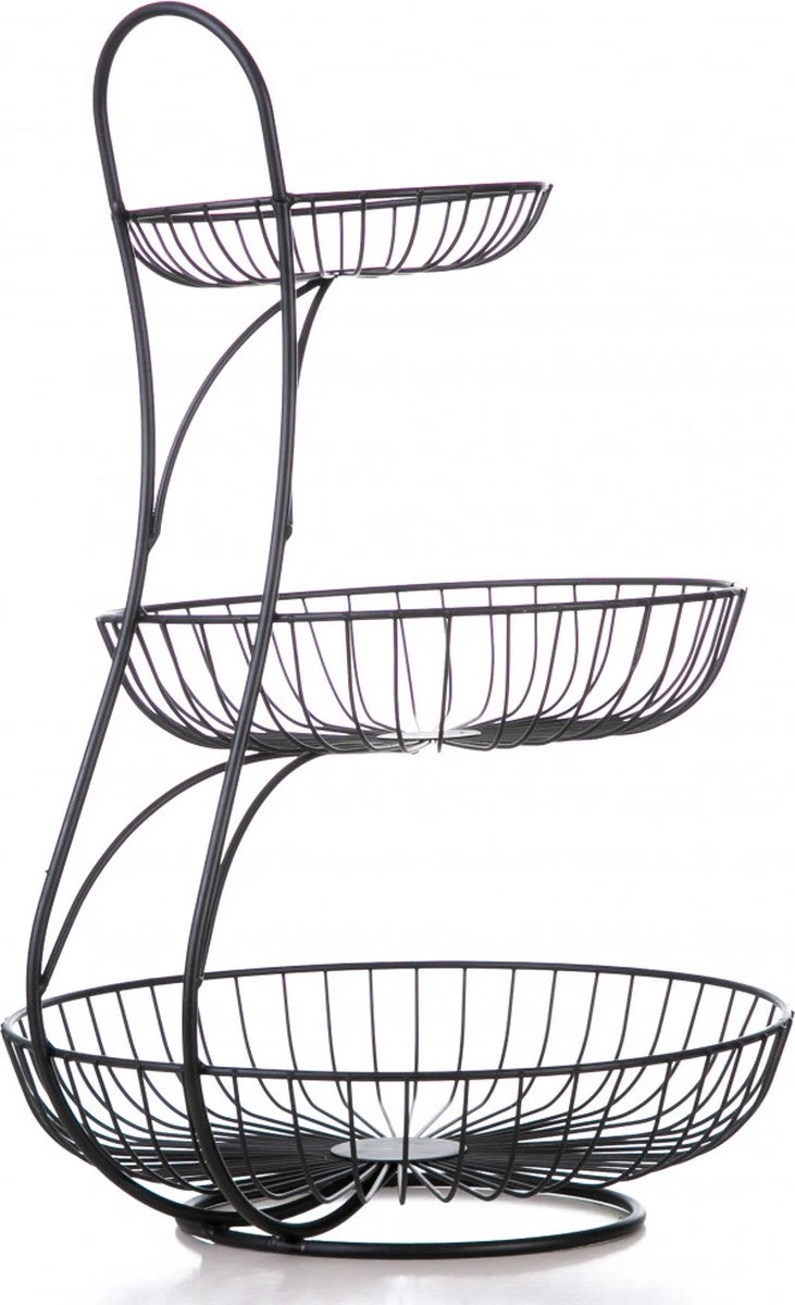 YNONA Fruitschaal - 3 Laags - Zwart - Fruitmand - Fruitmand Metaal - Etagère - Decoratie Schaal 2 YNONA Fruitschaal - 3 Laags - Zwart - Fruitmand - Fruitmand Metaal - Etagère - Decoratie Schaal - Afbeelding 2