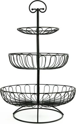Sens Design Fruitschaal - Fruitmand Metaal - Etagère 3 Laags - Zwart