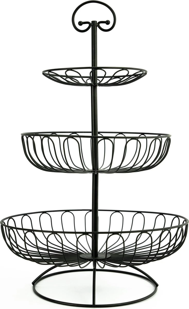 Sens Design Fruitschaal - Fruitmand Metaal - Etagère 3 Laags - Zwart 1 Sens Design Fruitschaal - Fruitmand Metaal - Etagère 3 Laags - Zwart