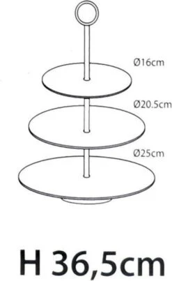 Merkloos Etagere Met 3 Verdiepingen - Mat Zwart - Metaal