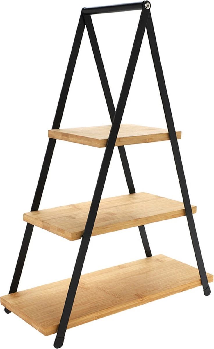 Merkloos Etagere Bamboe - Metaal - 3-laags-hoogte 53 Cm 1 Merkloos Etagere Bamboe - Metaal - 3-laags-hoogte 53 Cm