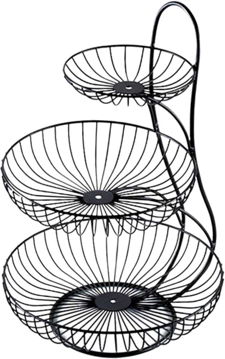 YNONA Fruitschaal - 3 Laags - Zwart - Fruitmand - Fruitmand Metaal - Etagère - Decoratie Schaal 8 YNONA Fruitschaal - 3 Laags - Zwart - Fruitmand - Fruitmand Metaal - Etagère - Decoratie Schaal - Afbeelding 8