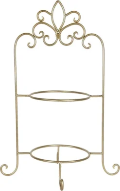 Clayre & Eef Etagère Voor 2 Borden 38x30x57 Cm Goudkleurig Ijzer Rond Borden Etagère Serveerschaal -Merkloos Verkoopwinkel 758x1200