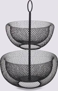 Dubbele Etagere Fruitschaal/fruitmand Rond Zwart Metaal 30 X 43 Cm - Fruitschalen/fruitmanden - Draadmand Van Metaal -Merkloos Verkoopwinkel 767x1200 1