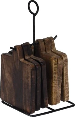 Merkloos Onderzetters - Hout - Inclusief Standaard - 7 Delig