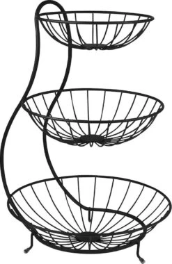 Fruitschaal - Etagere 3 Laags – Fruitmand Metaal - Schaal Decoratie - Voor Fruit / Groente / Snacks / Brood – RVS - 48 X 33 X 33 Cm -Merkloos Verkoopwinkel 781x1200 3