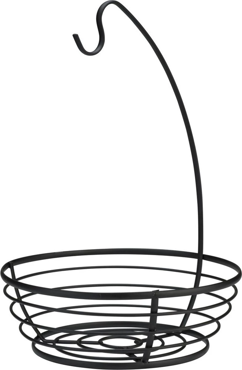 Cosy&Trendy Fruitmand Met Banaanhouder - Ø 28 X 40 Cm - Zwart 1 Cosy&Trendy Fruitmand Met Banaanhouder - Ø 28 X 40 Cm - Zwart