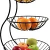 Fruitschaal - Etagere 3 Laags – Fruitmand Metaal - Schaal Decoratie - Voor Fruit / Groente / Snacks / Brood – RVS - 48 X 33 X 33 Cm