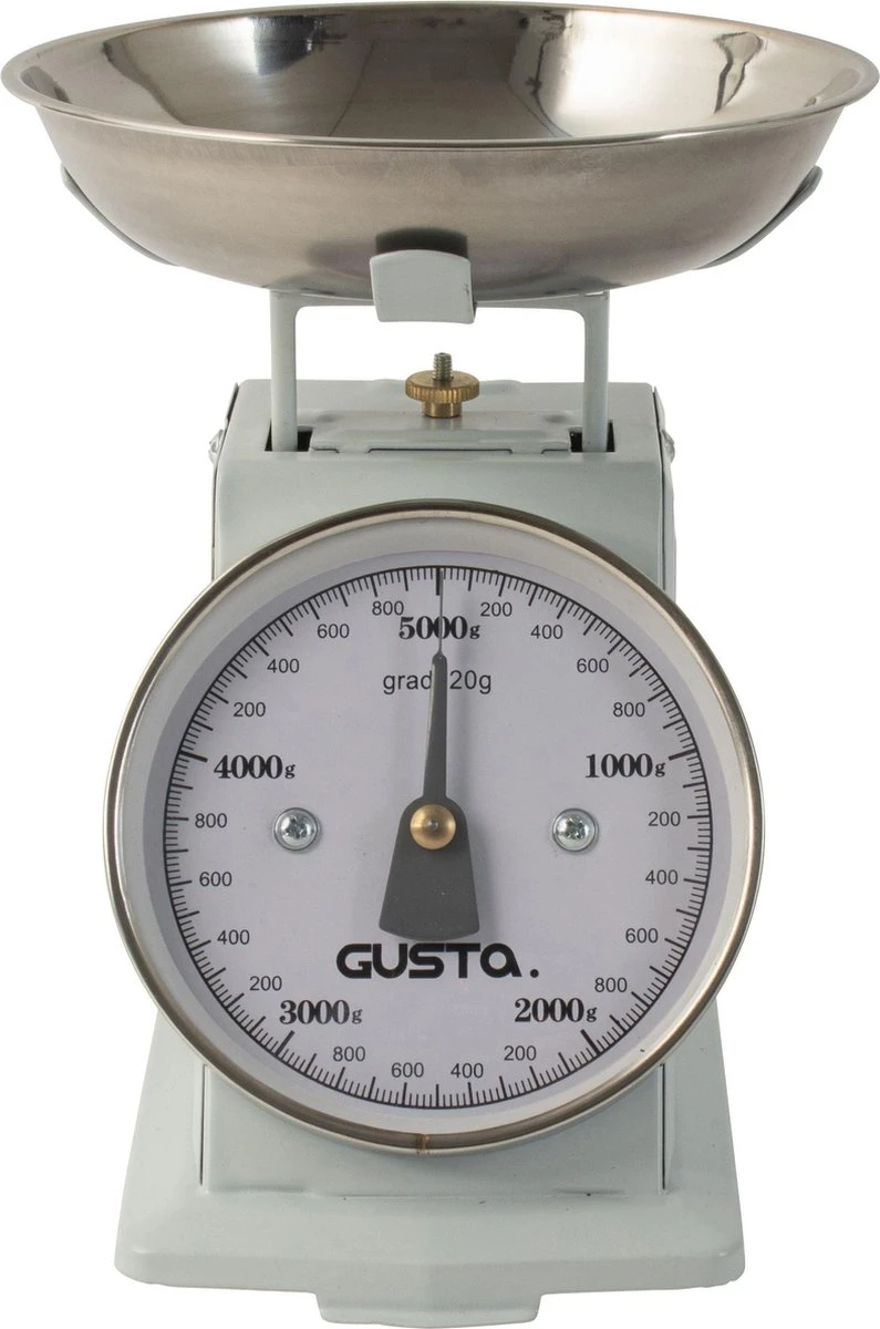 Gusta - Keukenweegschaal - Licht Blauw - Retro/Vintage - RVS - 19x14,5x16,5cm 1 Gusta - Keukenweegschaal - Licht Blauw - Retro/Vintage - RVS - 19x14,5x16,5cm