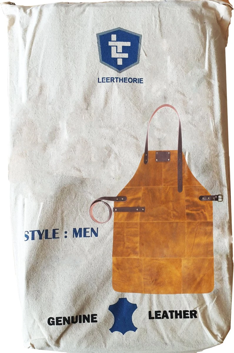 Leren Schort BBQ – Vintage Ochre – Luxe Barbecueschort Leer - 81x56cm – Man 2 Leren Schort BBQ – Vintage Ochre – Luxe Barbecueschort Leer - 81x56cm – Man - Afbeelding 2