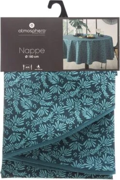 ATMOSPHERA Tafelkleed Van Polyester Rond Diameter 180 Cm - Blad Print Blauw - Eettafel Tafelkleden 7 ATMOSPHERA Tafelkleed Van Polyester Rond Diameter 180 Cm - Blad Print Blauw - Eettafel Tafelkleden -Merkloos Verkoopwinkel 798x1200 2