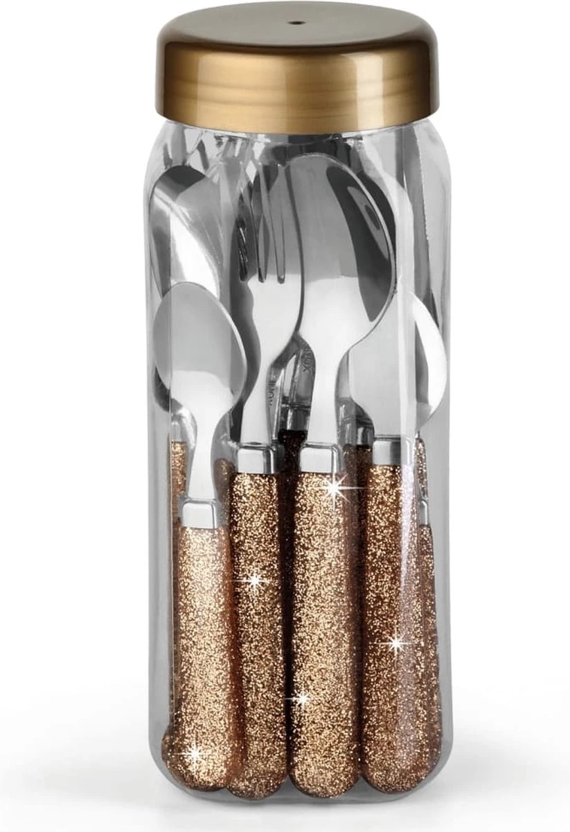 Amefa Mono Glitter Goud - 24 Delige Bestekset In Tube Verpakking - 6 Persoons 2 Amefa Mono Glitter Goud - 24 Delige Bestekset In Tube Verpakking - 6 Persoons - Afbeelding 2