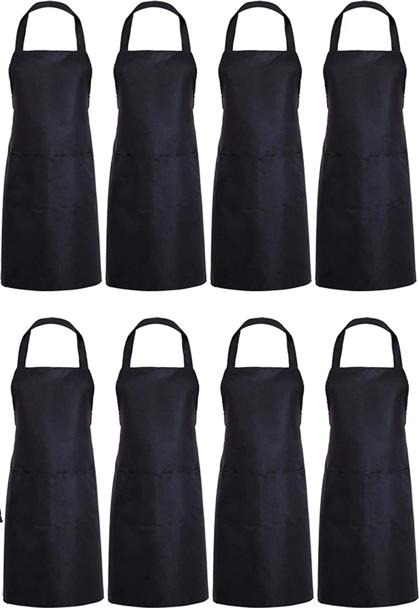 Serveerschort Lang - Zwart - 8 Stuks - Textiel - 3 Opbergvakken - Professioneel Horecaschort - Heupschort - Kort Kookschort - Keukenschort - Sloof 1 Serveerschort Lang - Zwart - 8 Stuks - Textiel - 3 Opbergvakken - Professioneel Horecaschort - Heupschort - Kort Kookschort - Keukenschort - Sloof
