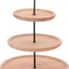 Merkloos Houten Etagere - Etagere - Bamboe - Zwart Metaal - Optil Oog - 3 Laags - 28, 21 En 16 Cm Bladen - 34 Cm Hoog