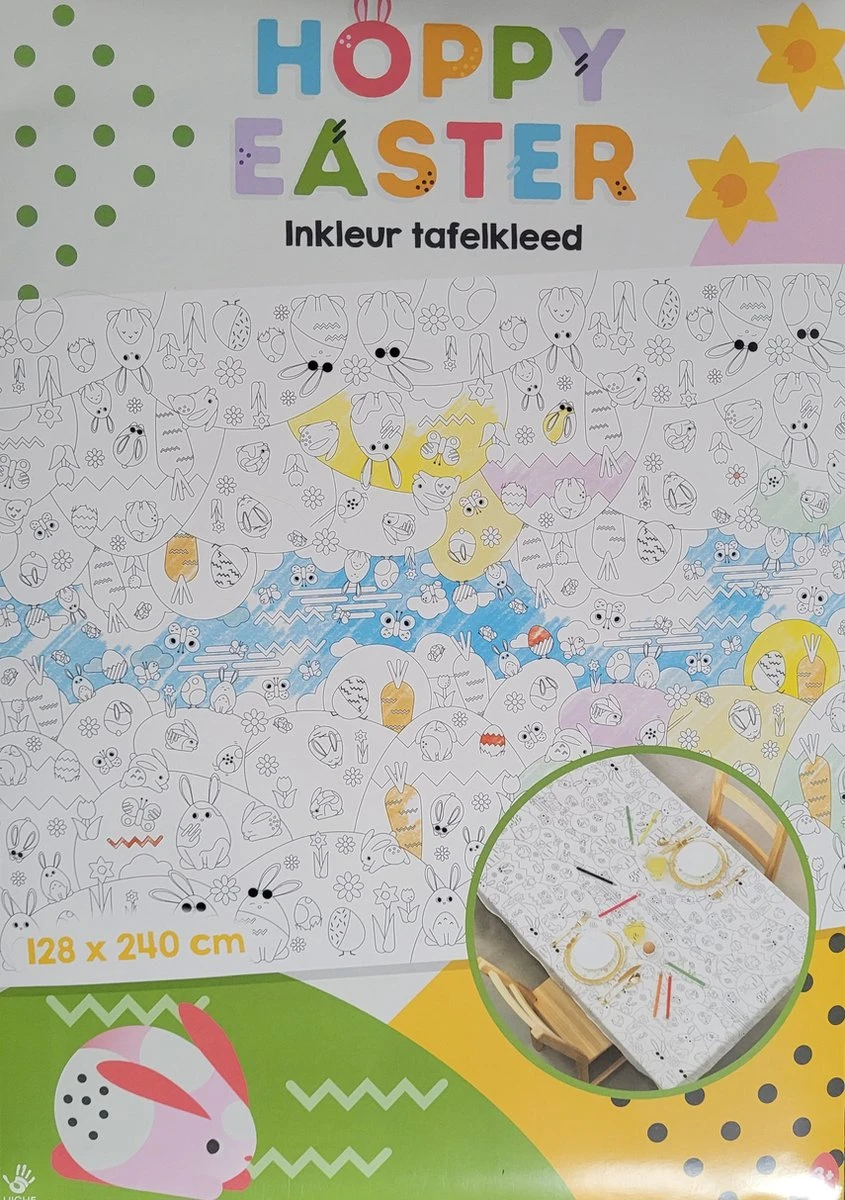 Merkloos Paas Inkleur Tafelkleed - Paaskleed Om In Te Kleuren Met Pasen - 128x240 Cm -leuk Voor Kinderen 1 Merkloos Paas Inkleur Tafelkleed - Paaskleed Om In Te Kleuren Met Pasen - 128x240 Cm -leuk Voor Kinderen
