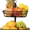 Chefarone Fruit Etagère 2 Laags - Fruitmand - Fruitschaal - Groentemand - Opberger - Metaal - Zwart