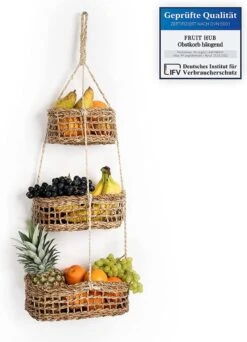 FRUIT HUB - Hangende Fruitmand - Wandplank - 100% Natuurlijk. Fruitmand Muur, Fruitopslag, Hangende Hangende Mand Keuken