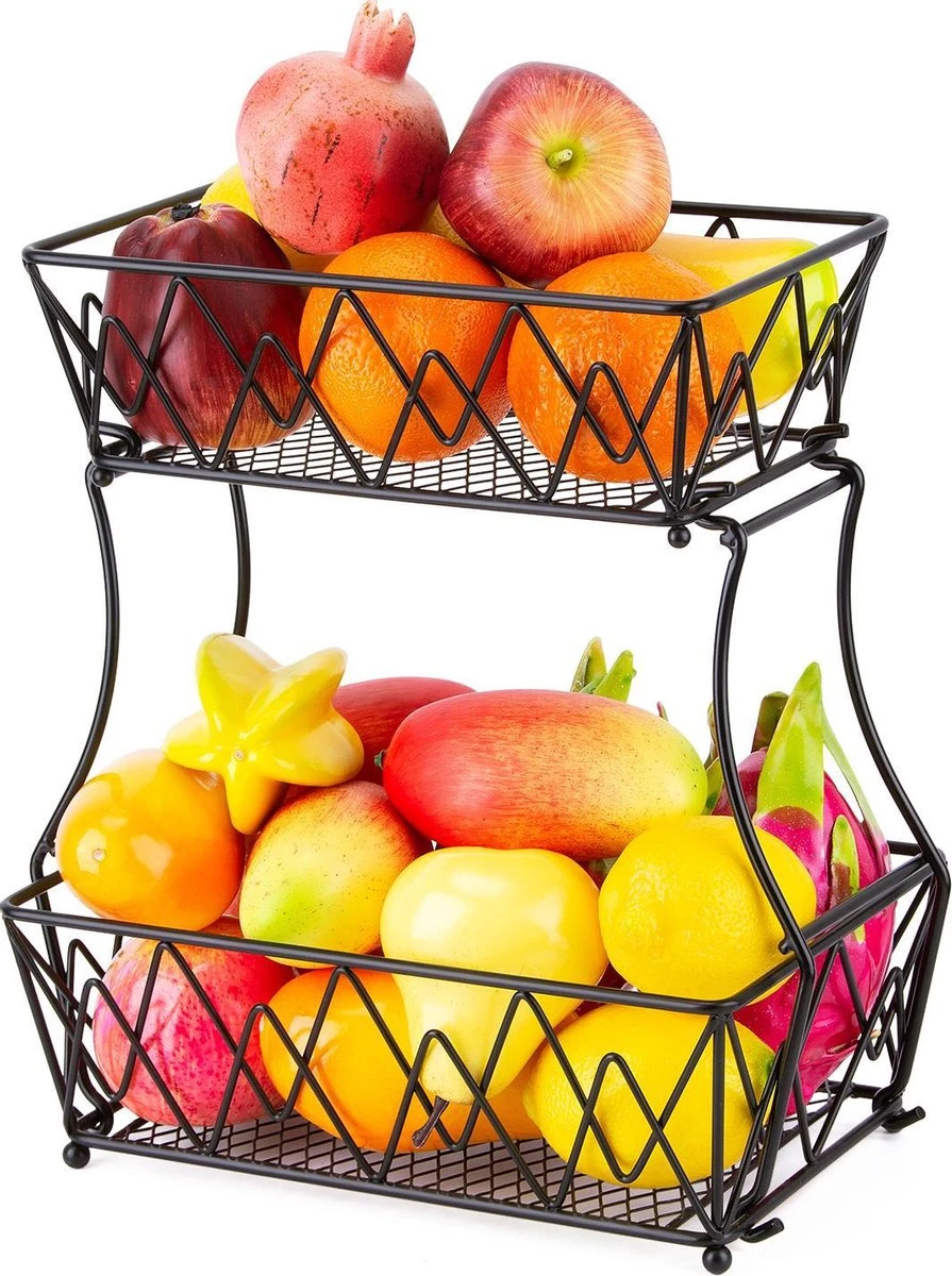 Cgoods Fruitschaal 2 Laags - Fruitschaal - Fruitmand - Fruitschaal Etagere - Schaal - Zwart 2 Cgoods Fruitschaal 2 Laags - Fruitschaal - Fruitmand - Fruitschaal Etagere - Schaal - Zwart - Afbeelding 2