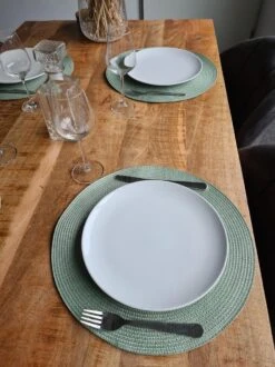 Merkloos Placemats ROND - Placemat - 4 STUKS - Rond - 38 Cm - Luxe - Onderlegger - Mint Groen