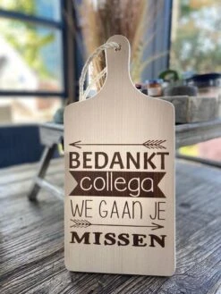 Merkloos Serveerplank Met Tekst / Collega / Bedankt / Afscheid / Cadeau