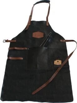 Old West BBQ Schort Barbecue Schort Leer - Zwart -Merkloos Verkoopwinkel 901x1200