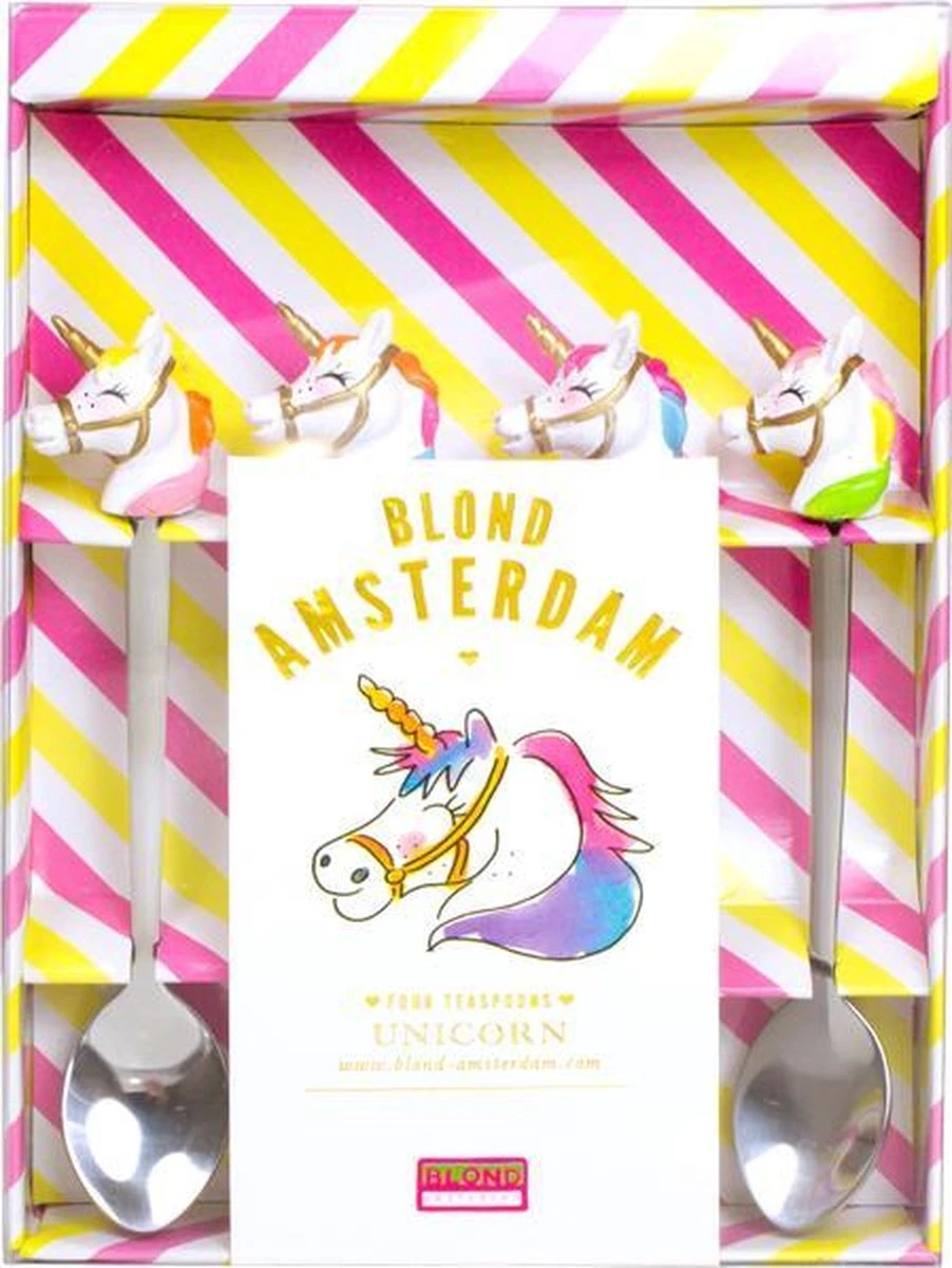 Blond Amsterdam Unicorn Theelepeltjes - 4 Stuks 1 Blond Amsterdam Unicorn Theelepeltjes - 4 Stuks