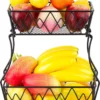 Cgoods Fruitschaal 2 Laags - Fruitschaal - Fruitmand - Fruitschaal Etagere - Schaal - Zwart