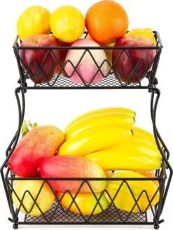 Cgoods Fruitschaal 2 Laags - Fruitschaal - Fruitmand - Fruitschaal Etagere - Schaal - Zwart