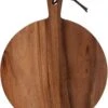 Bowls And Dishes Pure Teak Wood Borrelplank - Serveerplank - Hapjesplank - Tapasplank - Kaasplank Rond Met Handvat Ø 30 X 1,5cm - Cadeau Tip!