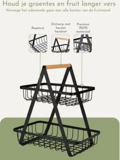 Clear Living - Fruitschaal Large - Fruitmand - Fruitschaal Zwart - Fruitschaal Metaal - Fruitschaal 2 Lagen - Zwart - Large -Merkloos Verkoopwinkel 905x1200 4